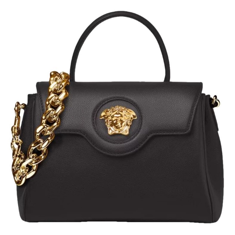 Versace Black Satchel with Gold Chain